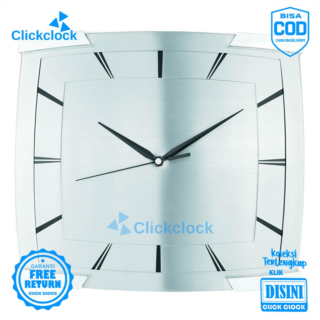 Jam Dinding Quartz Minimalis Silver Stainles 9654 Besar Hiasan Kamar Unik