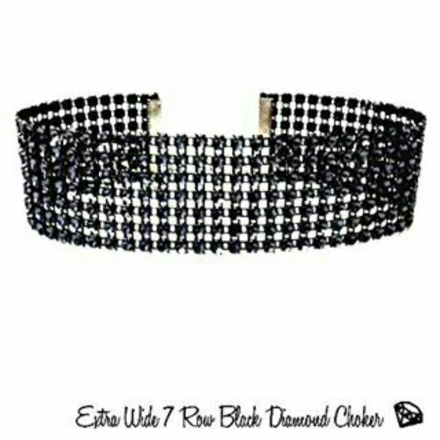 Extra Wide 7 Row Black Diamond Choker