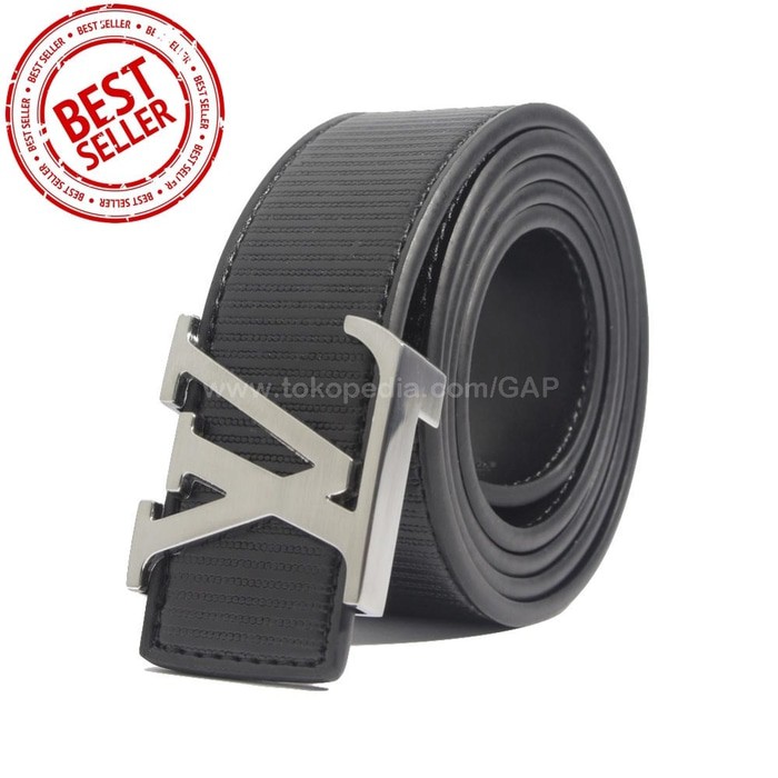 GESPER IKAT PINGGANG PRIA IMPORT | LOUIS VUITTON LV 105 SILVER BLACK