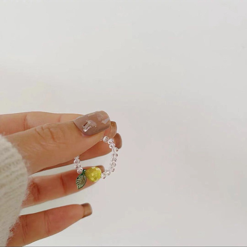 Sweetheart Fruit Elastic Ring, Crystal Color, Cute, Fresh, Hyuna Style Ins Sen System