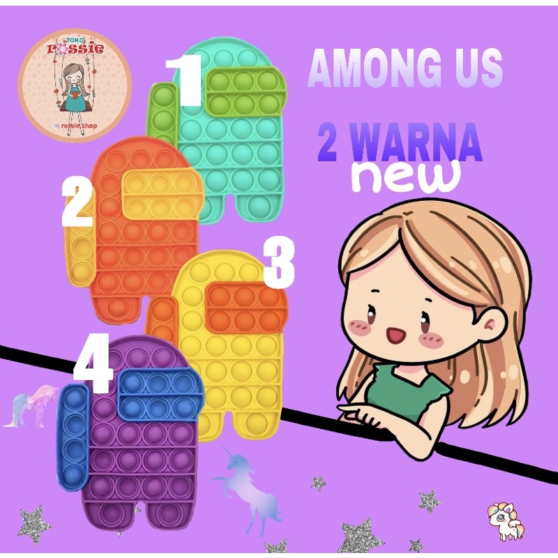 READY!READY! Fidget Pop It Rainbow Lengkap Murah/Mainan Sensorik Pereda Stres/Pop It Viral-Among 2 warna