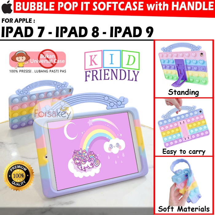 ipad generasi 7 8 9 7th 8th 9th gen 10 2 inch 2019 2020 2021 pop it bubble rainbow stand standing so