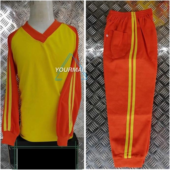 Setelan Kaos Olahraga Anak SD / Seragam Baju Olahraga Anak Sekolah SD - Kenari Orange, M
