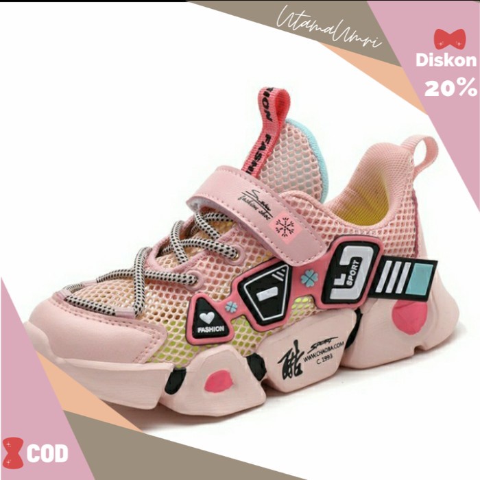 ❤COD❤ Ganzila Sepatu Anak Sport Non LED Sneaker Anak Size 21-30 Usia 1-5 Thn - pink, 30