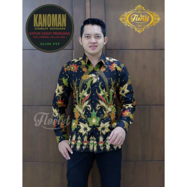 KANOMAN CABUT SOGAN Kemeja Batik Pria Katun Cabut Primisima Full Furing