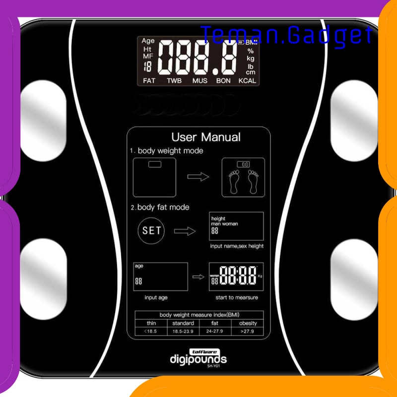 TG-FE330 TAFFWARE DIGIPOUNDS TIMBANGAN BADAN DIGITAL HEALTH SCALE 180KG SH-Y01