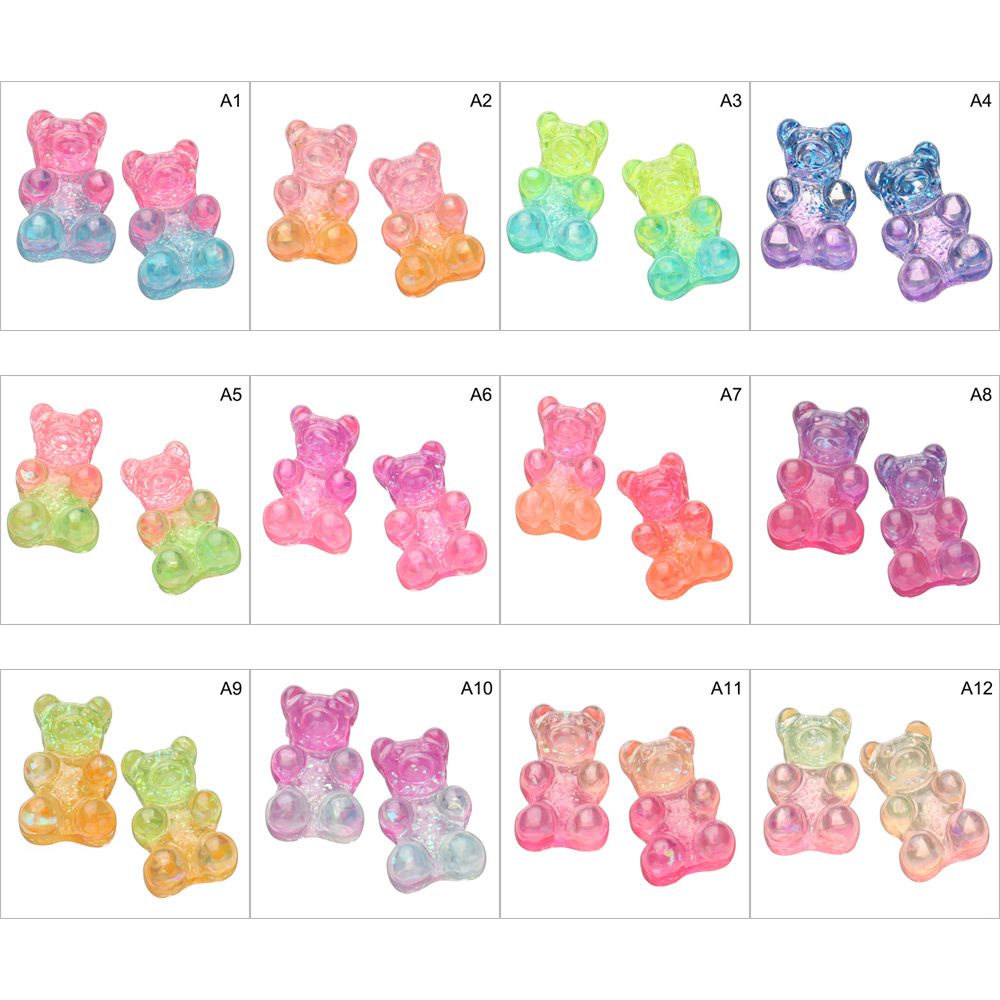 ROW 1PCs Christmas Cute Glitter Bear DIY Gummy Earrings Candy Bear Necklace Decor Pendant Jewelry Patch Findings Keychain Color Resin Charms  ​