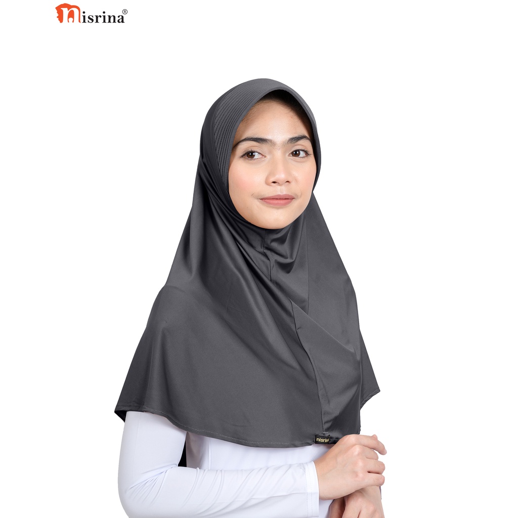 Nisrina Fashion Muslim Jilbab Instan Polos Citra Narurita-Abu Tua