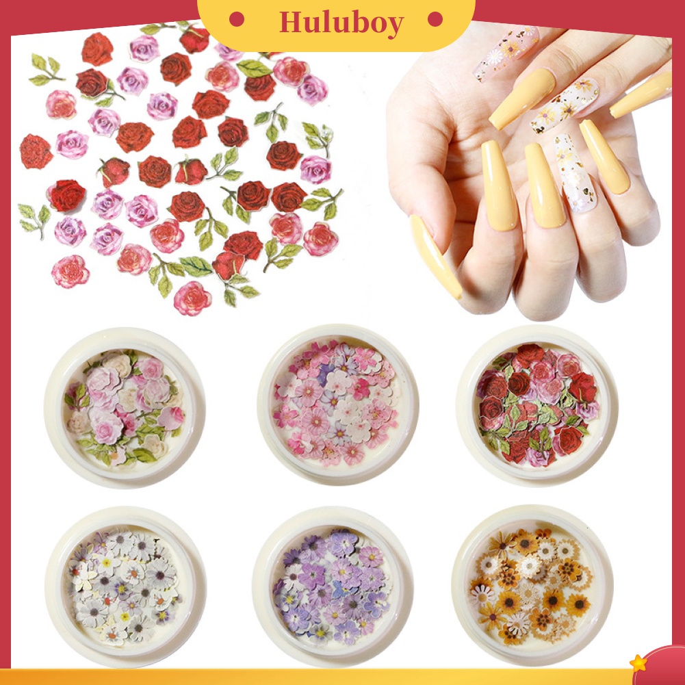 Huluboy Huluboy♡ Irisan Kayu Bunga Mawar Marguerite Sakura Untuk Dekorasi Nail Art