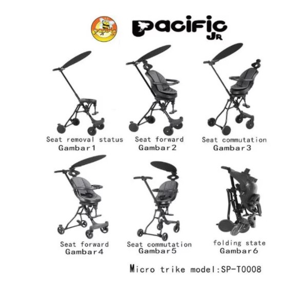PACIFIC SP-T008 STROLLER BABY | KURSI DORONG ANAK | HADAP DEPAN BELAKANG