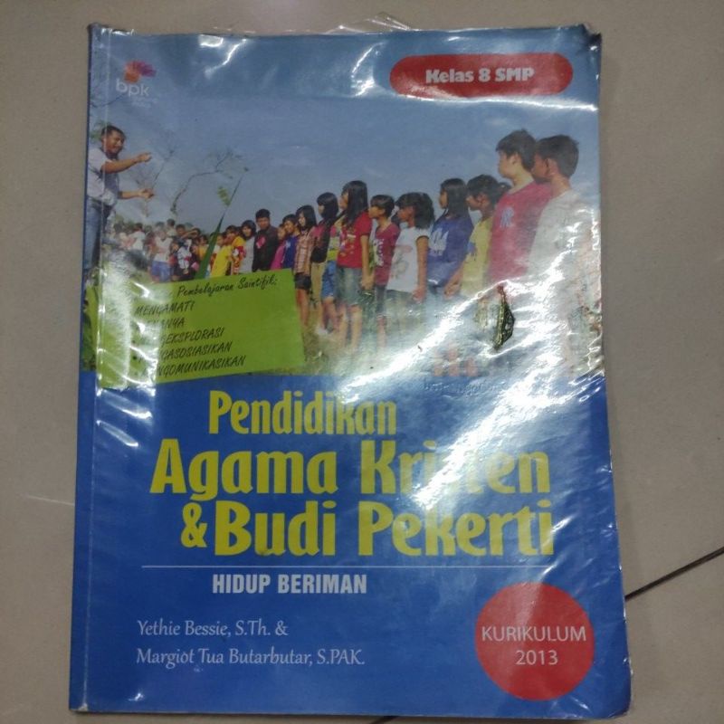 buku pendidikan agama Kristen dan budi pekerti kelas 8 smp bpk gunung mulia