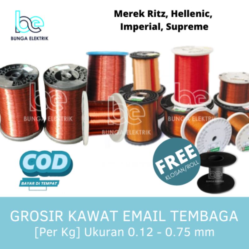 [KG] KAWAT TEMBAGA EMAIL 0.12 - 0.75 MM ENAMEL WIRE COOPER KAWAT GULUNG DINAMO KAWAT HELLENIC, SUPREME PEW EIW EIWAI, RITZ, IMPERIAL