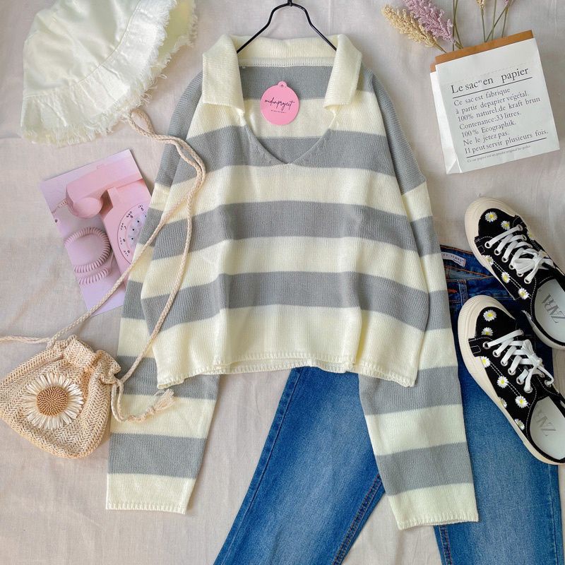 (BISA COD) SWEATER FUJI RAJUT / OUTWEAR WANITA / RAJUT WANITA TERBARU / ATASAN WANITA-Abu