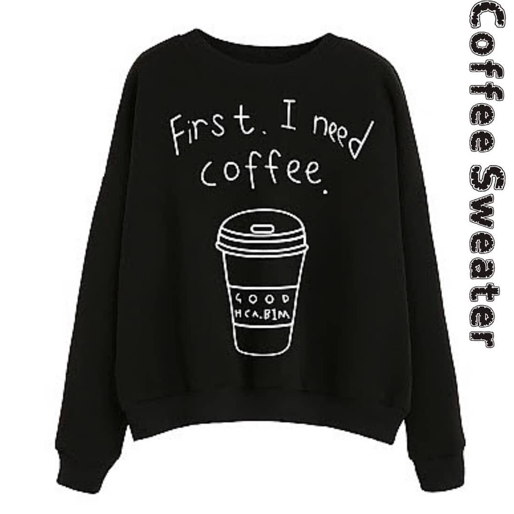 ALESHA [BISA COD] Switer Sweter Sweater Thrift Crewneck Wanita Murah [COFFE]