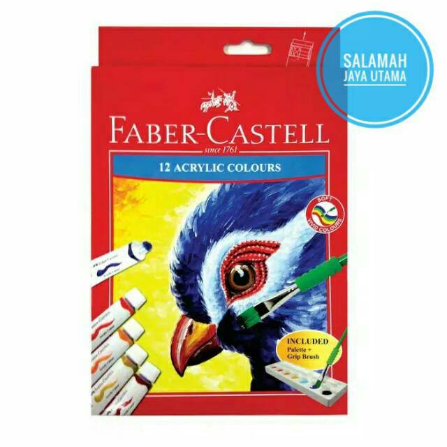 

Acrylic Colours 12 Warna Faber Castell FREE Palet & Kuas