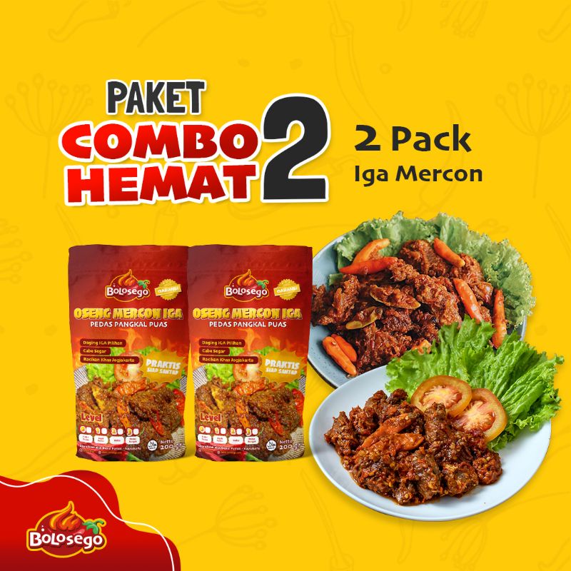 BERGARANSI! COMBO HEMAT 2 (2 PACK OSENG MERCON), FULL IGA SAPI. @200 GRAM.HALAL- BOLOSEGO