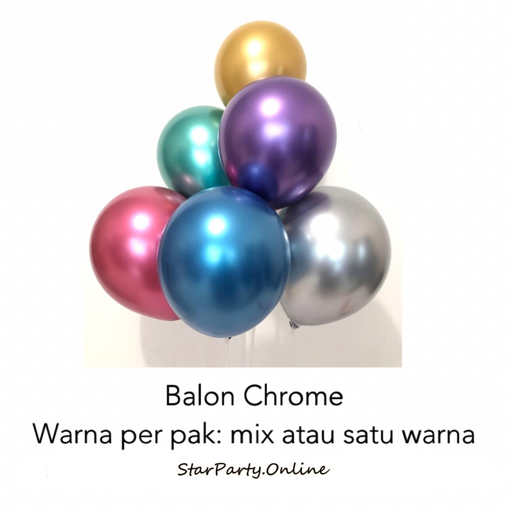 Balon Chrome Isi 5pcs /Balon Chrome /Dekorasi Ultah