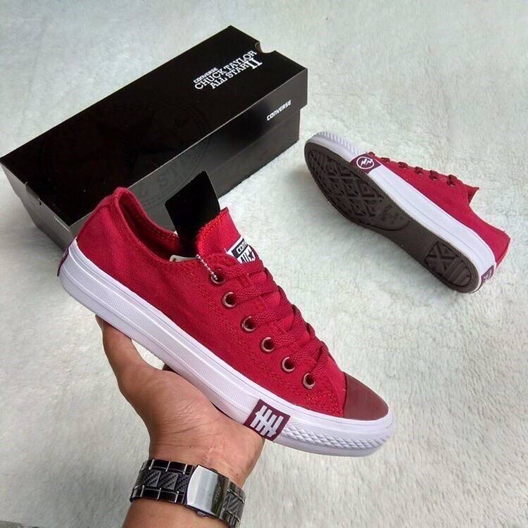 Sepatu Pria Wanita Sneakers Kuliah Sekolah Kerja Converse All Star CT Undefeated Petir Warna Merah