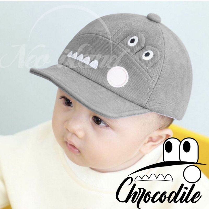 topi bayi model aligator lucu motif crocodile  topi anak motif crocodile usia 6 bulan sampai 1tahun