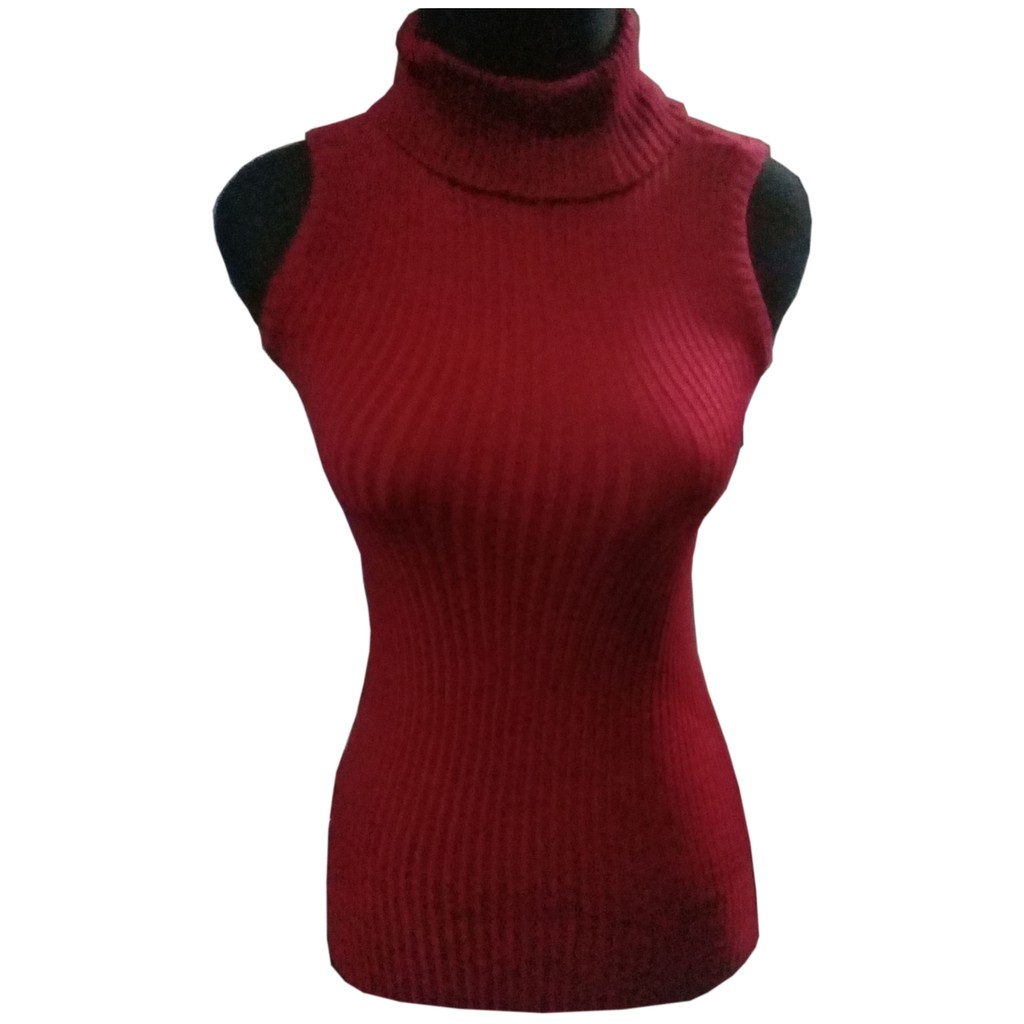 Turtle Neck Tanktop Rajut - Yukensi - Atasan Wanita-Merah
