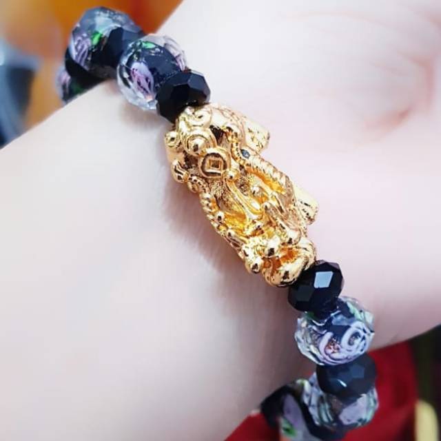 Xuping gelang naga lapis emas 24k batu mawar  1011