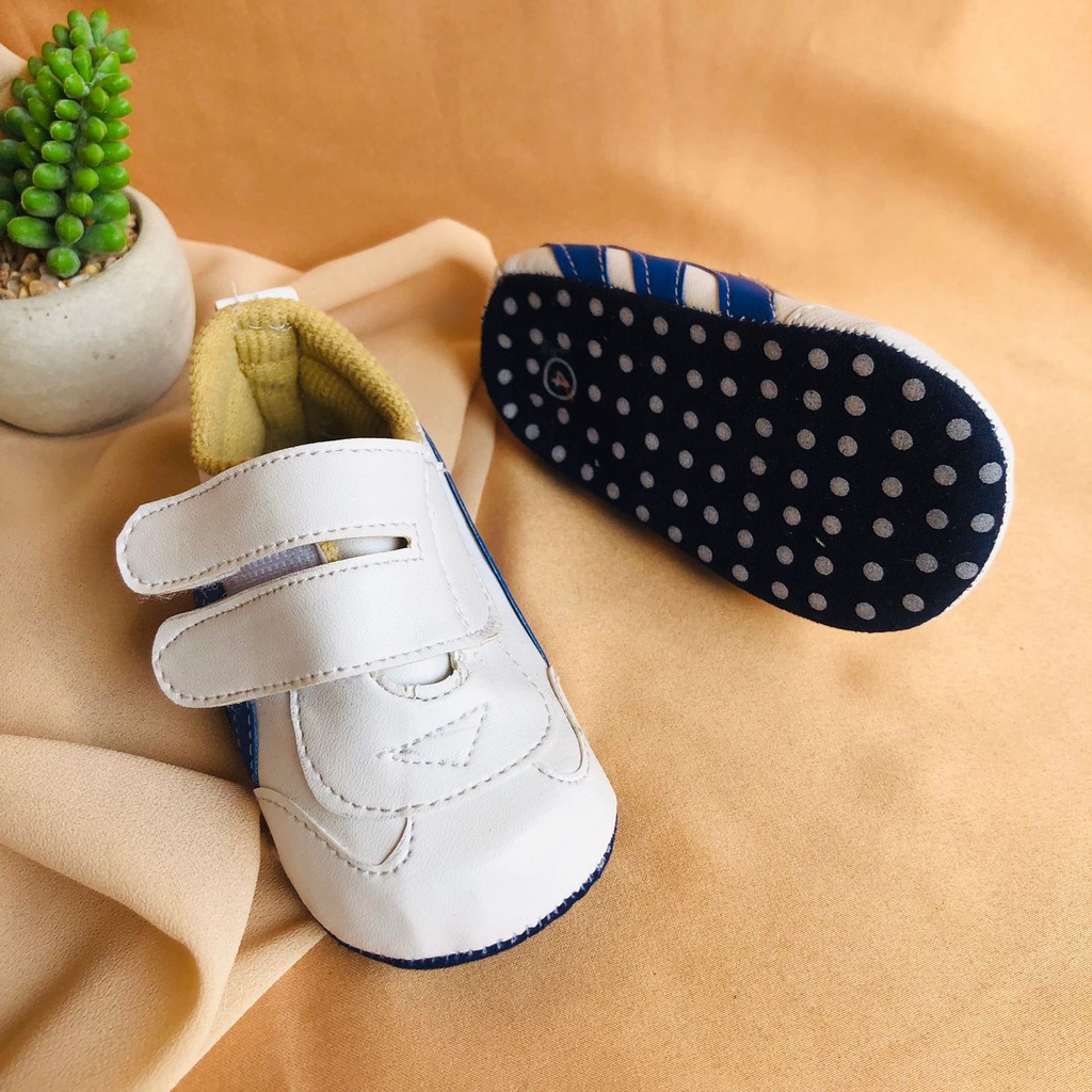 sepatu PRE COWOK bayi baby shoes prewalker laki laki umur 0 - 12 bulan model casual model perekat velkro Baby Boy Lucu Murah PRE SPORTY BIRU