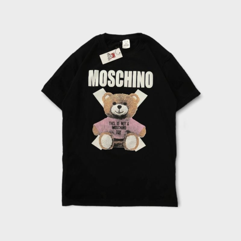 KAOS TSHIRT PRIA MOSCHINO BEAR TOY HITAM