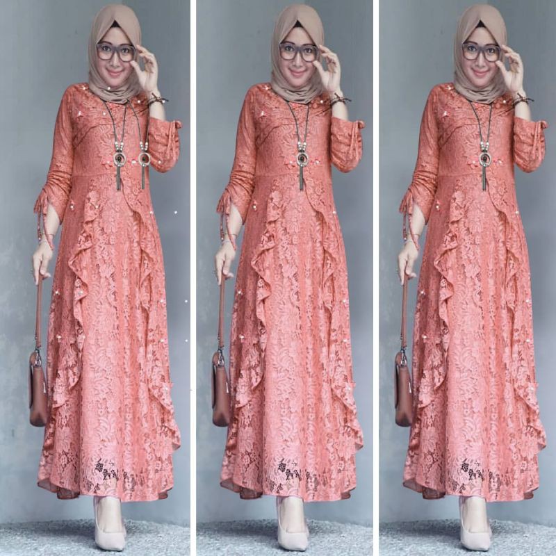 Gamis Maxi Sofia / Brukat Tulang / Full Brukat / Best Seller / Size S/M, L, XL ,XXL / Good Quality