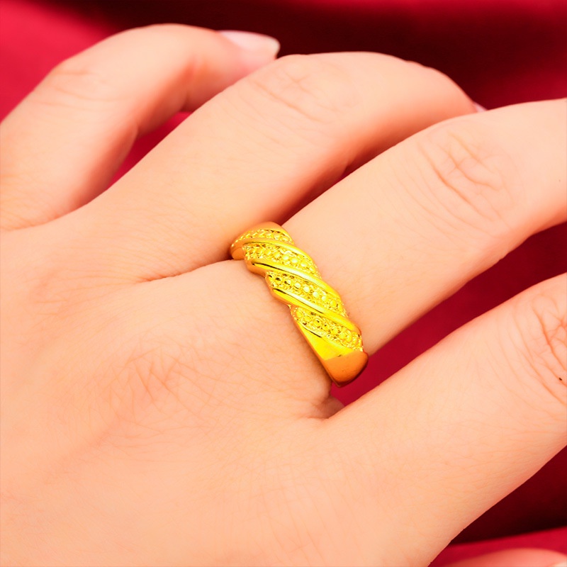 Cincin Emas Emas Asli Kadar 375 Model Terbuka Dapat Disesuaikan Untuk Wanita