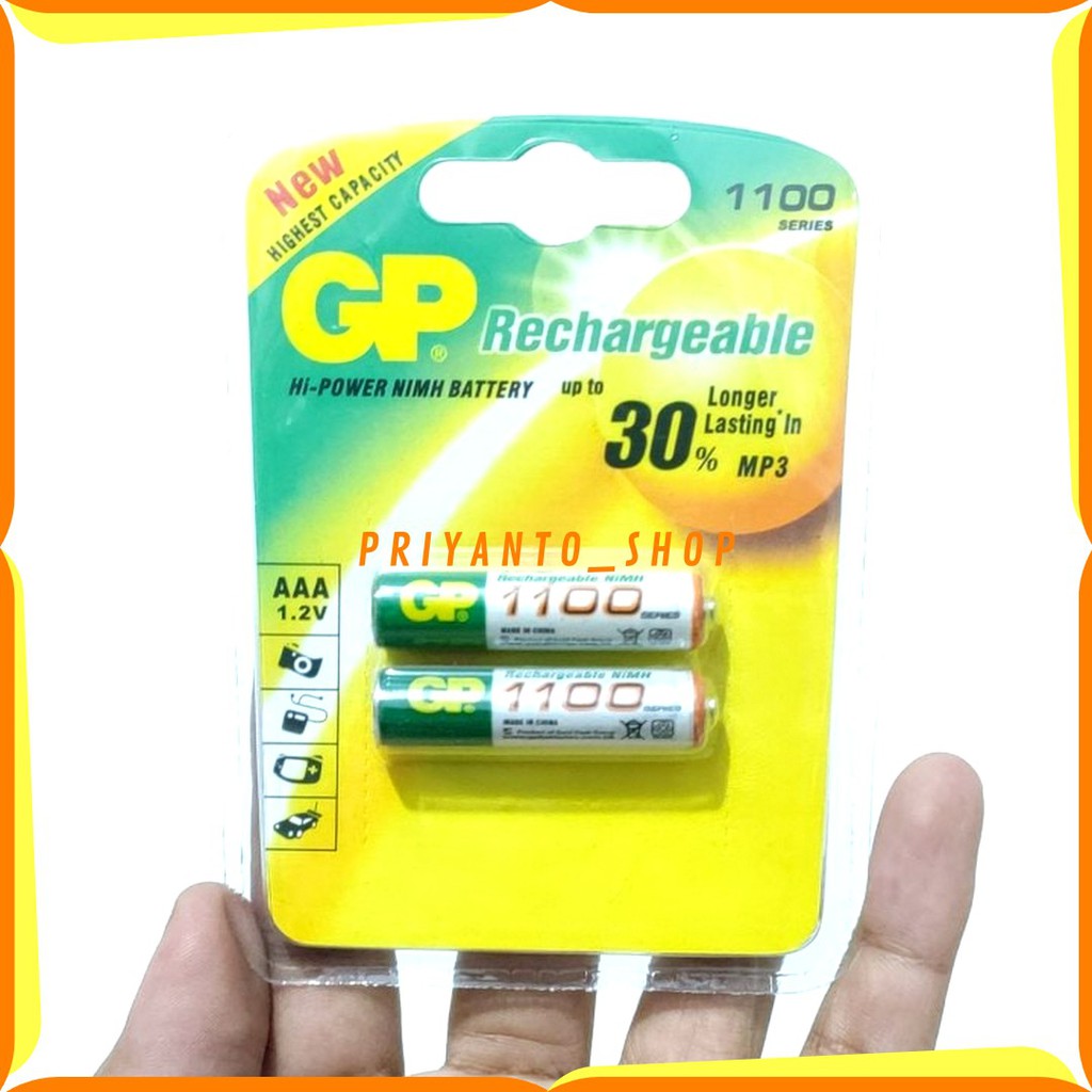 ASLI batu Battery A3 AAA GP 1100 isi ulang Rechargeable Original