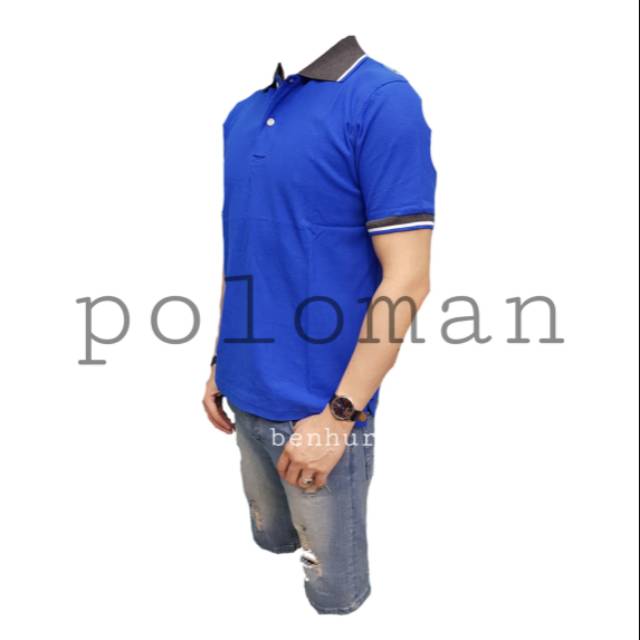 Kaos Polo tshirt benhur full katun .distro krah wangki Seragam kerja Biru benhur. Pt.cv.