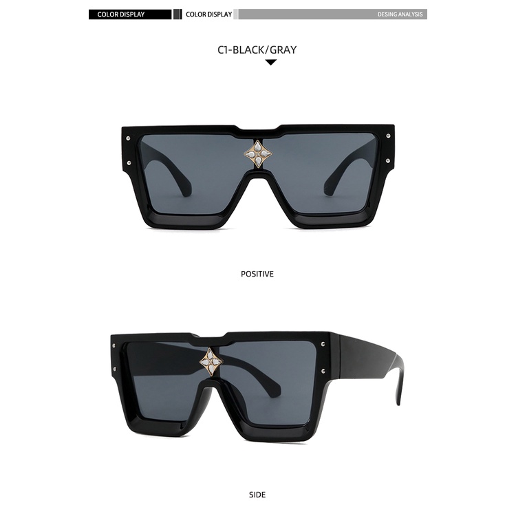 2021 European and American fashion millionaire style big frame one-piece sunglasses for men and women