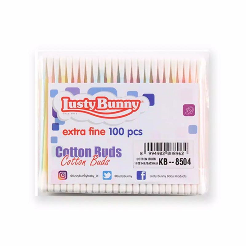 Cotton Buds Lusty Bunny Baby / Korek Kuping Anak Bayi Perawatan Telinga Dewasa Extra Fine 100pcs