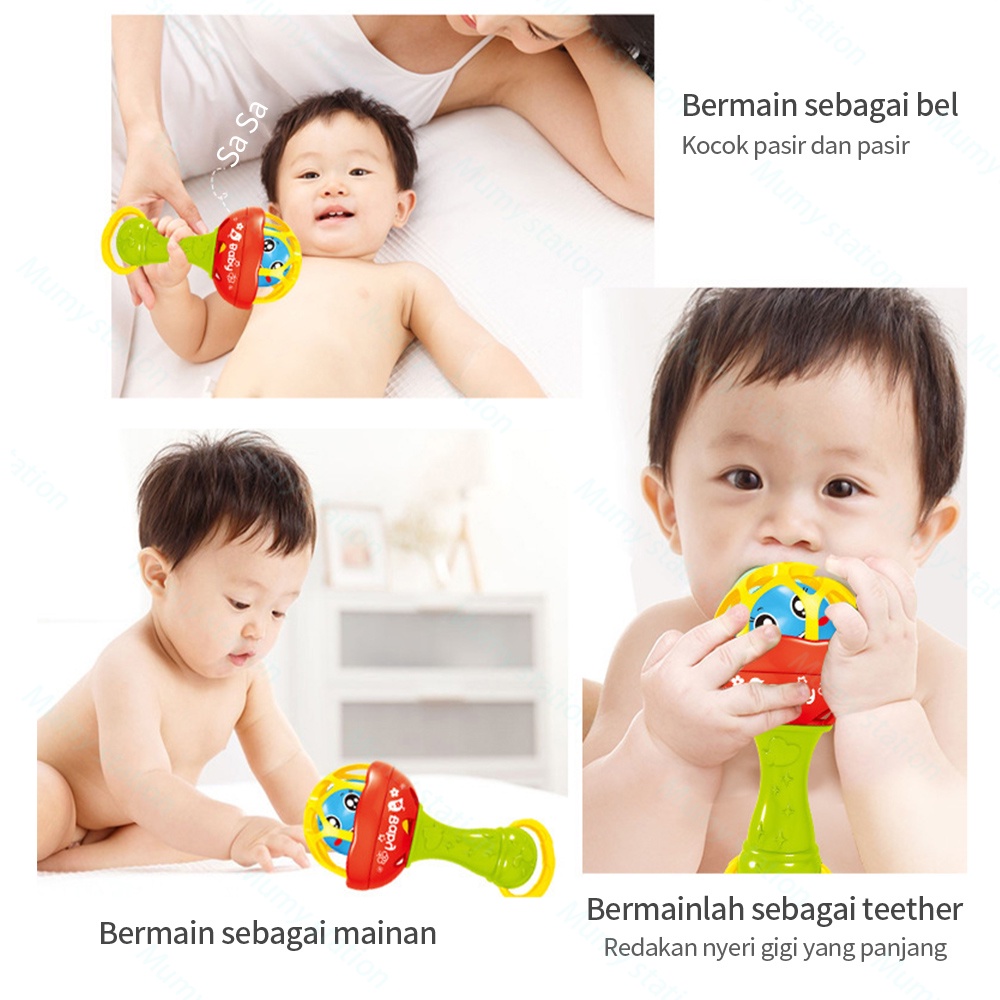 Mumystation  Rattle Bel Tangan dengan Suara / mainan rattle bayi untuk Hadiah Ulang Tahun