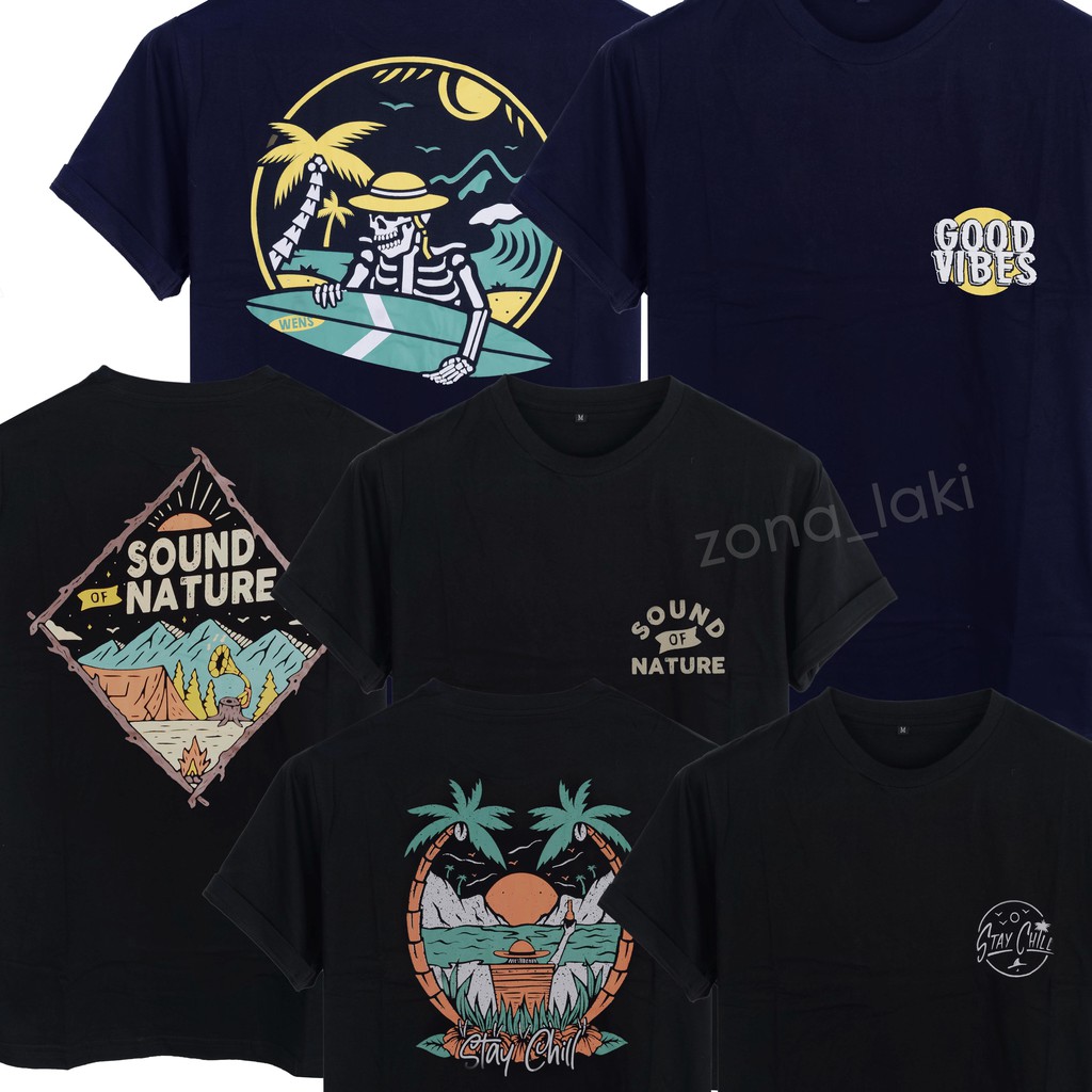 Tshirt Grafis Kaos Outdoor Kaos Cowok Motif Traveller/ Adventure Sablon Belakang/ Punggung Bahan Baj