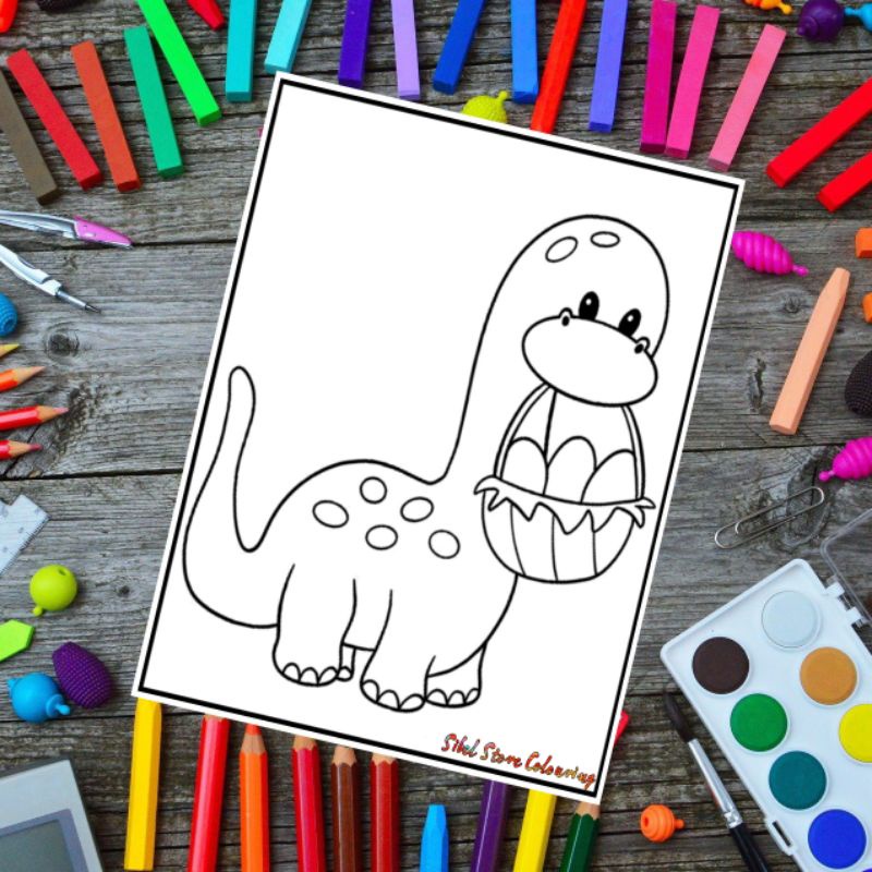 

Kertas Mewarnai Anak Tema Dinosaurus 01 / Kertas Gamba (10 Lembar Gambar)