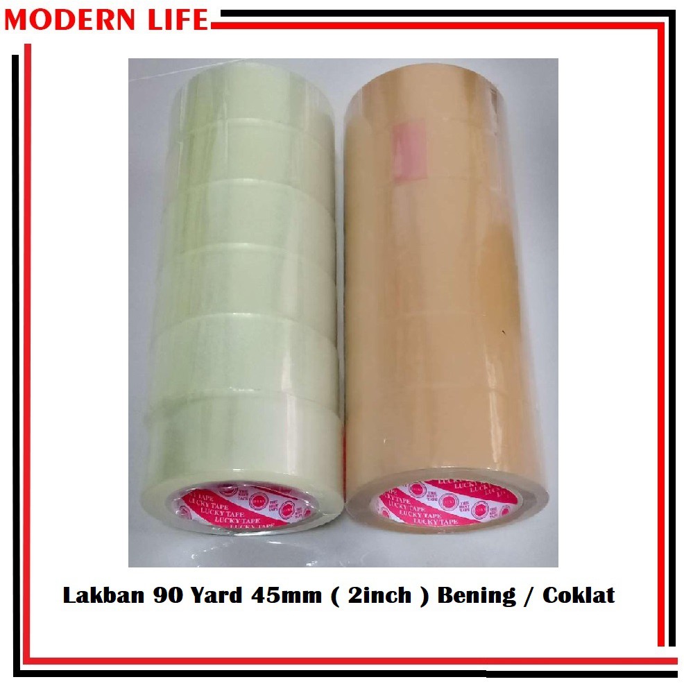 Lakban Bening Coklat LUCKY TAPE 2&quot; 48MM 90 Yard