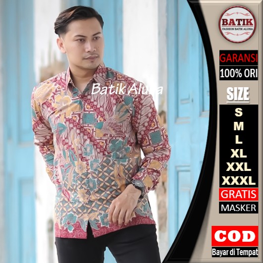 Batik pria lengan panjang Kemeja Atasan Baju batik pria laki laki lengan panjang premium cowok solo