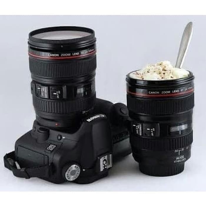 B267 Mug Lensa Kamera + Pouch Canon EF 24-105 Tumbler Unik Gelas Cup B267