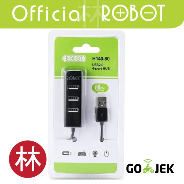 Robot H140-80 4 port USB HUB 80 cm Black