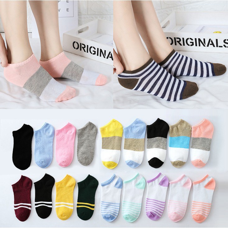 AGG-148 Kaos Kaus Kos Koas Kaki Semata Kaki Motif Garis Murah Import Korea Fashion