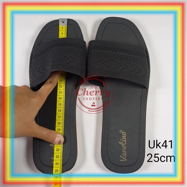 A729-47J Sandal Selop Karet Jelly Wanita Verotino Sendal Slop Cewek Motif Rajut Rajutan Glanzton