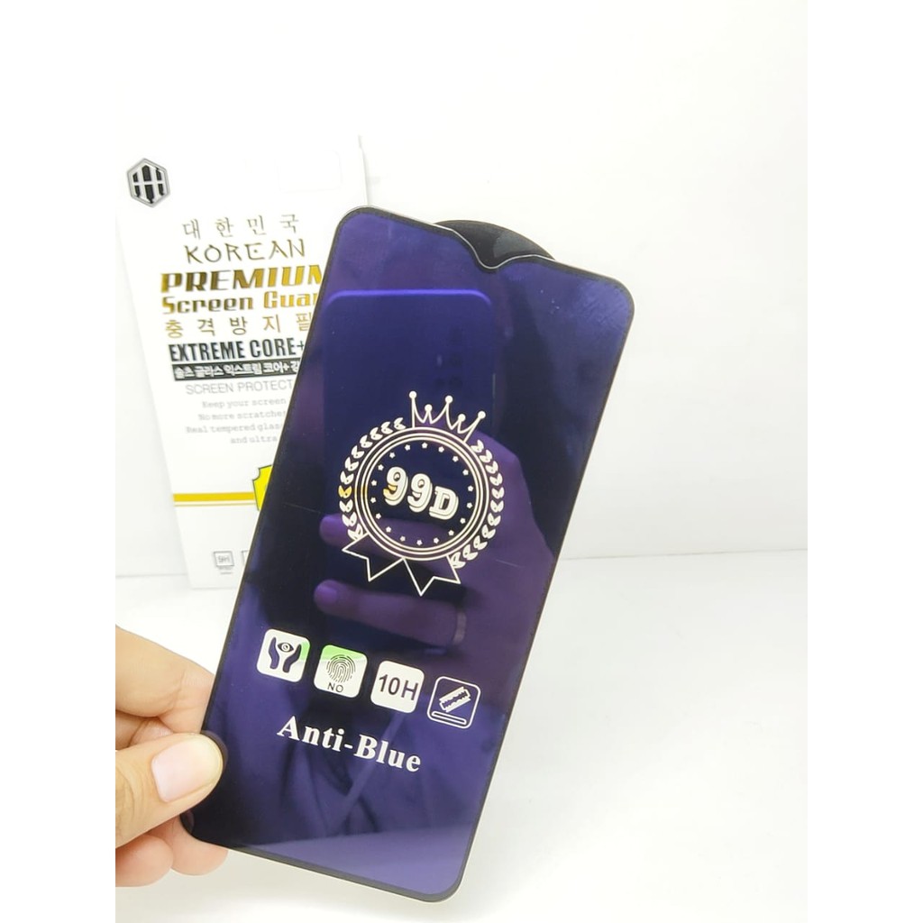 KOREAN Blue Ray 10D Oppo A91 F15 6.4 inchi Tempered Glass FULL GLUE ANTI RADIASI