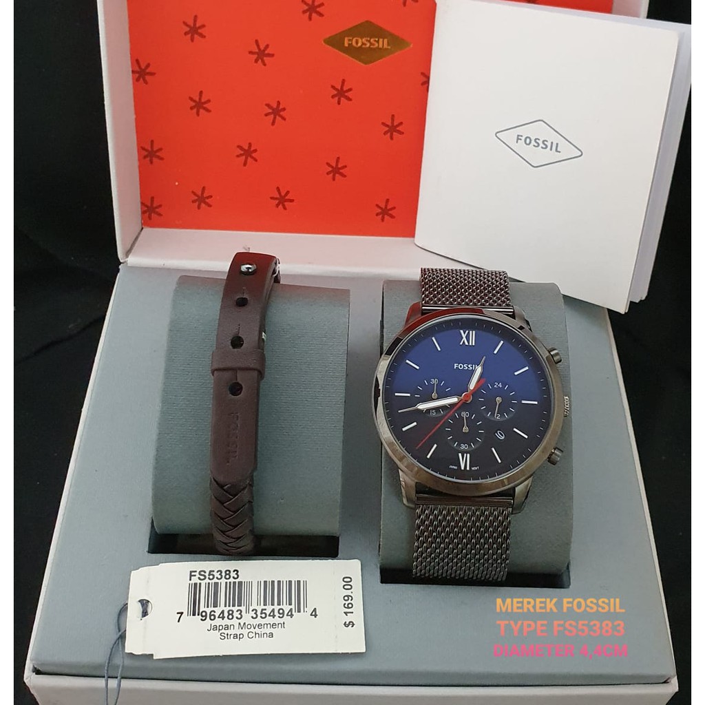 Free Gelang  JAM TANGAN PRIA WANITA | RANTAI | KULIT | KARET | MURAH | Fossil fs5383 Original
