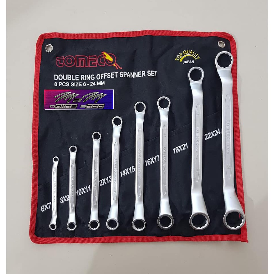 Kunci Ring Double Ring Offset Spanner Set Tomeco 8pcs 6 - 24mm