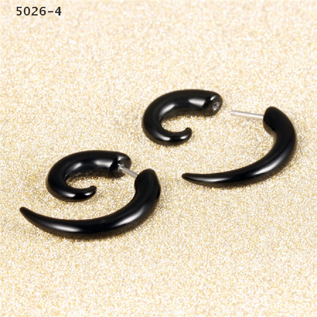 5026-4 Fashion Cool Punk Stud Earrings Rock Men Black Earrings Women PVC Anti Allergy Earrings 5026-4