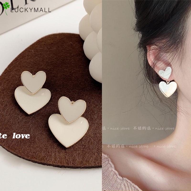 Anting Tusuk Gantung Bahan Sterling Silver 925 Desain Hati Gaya Simple Untuk Wanita