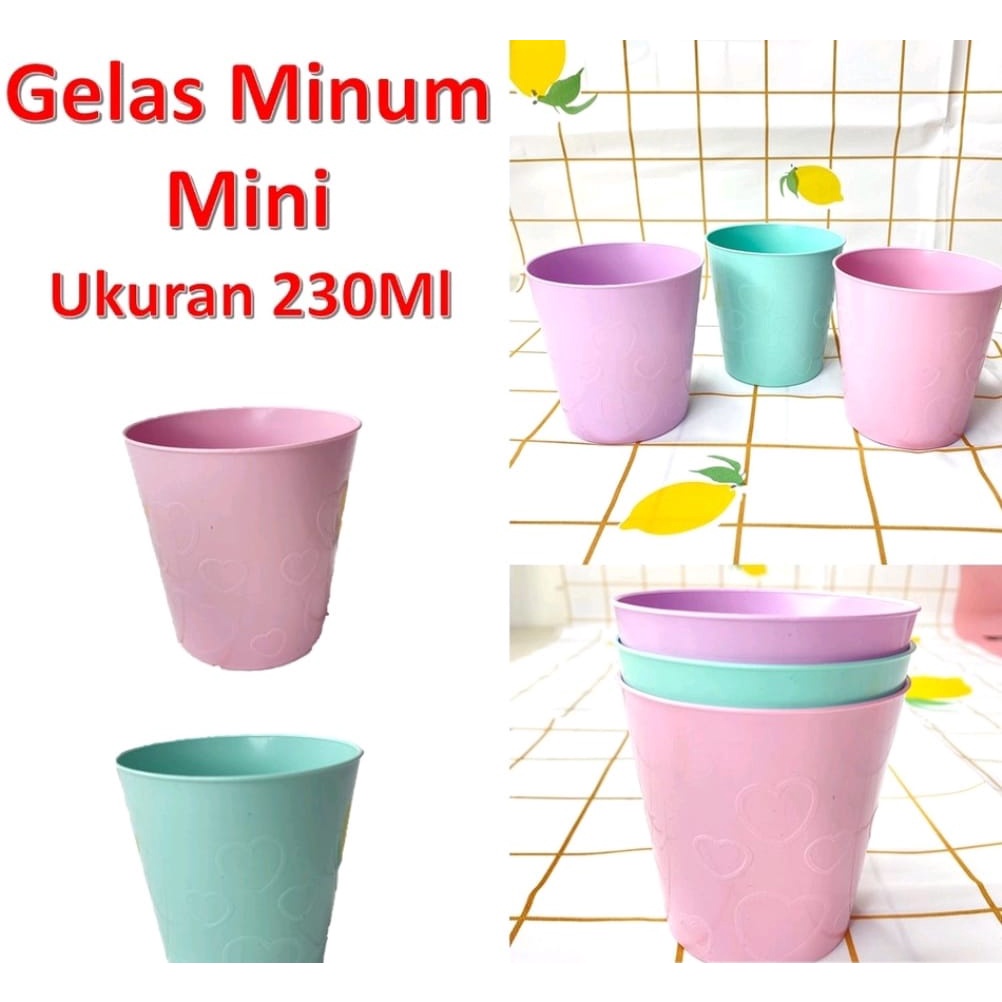 Jual Ic Gelas Plastik Mini 230ml Mug Warna Pastel Cangkir Minuman