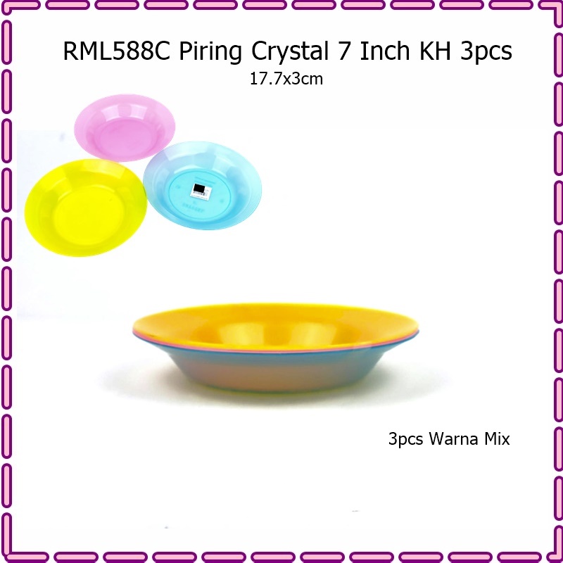 Piring Makan/Piring Sambal/Piring Lauk Crystal KH 6 Inch &amp; 7 Inch