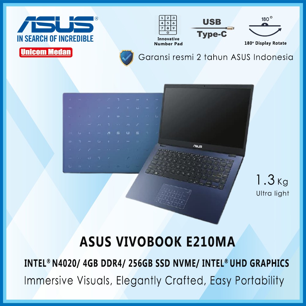 ASUS VIVOBOOK E210MA N4020 4GB SSD 256GB SSD Intel UHD WIN10 + OHS 2019